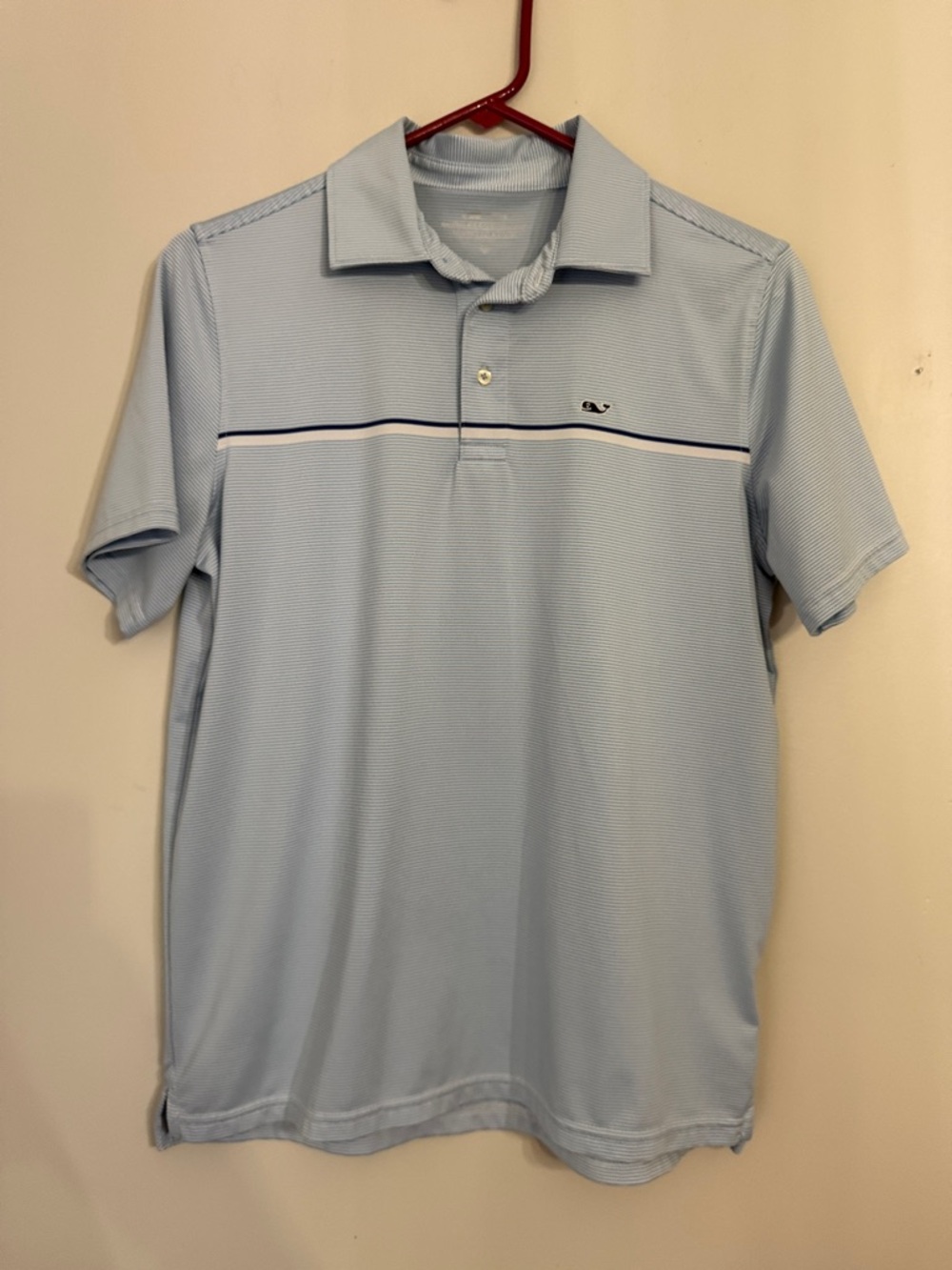 Vineyard Vines Boys Youth Sankaty Performance Polo Blue and White Striped Sz XL
